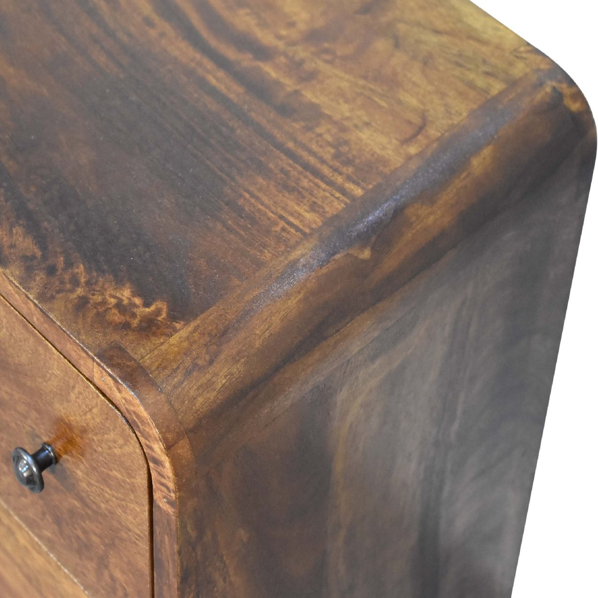 Solid Wood Mini Curved Chestnut Chest, 3-Drawer, Nordic Legs