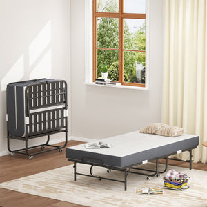 Twin Extra Long Folding Bed for Tall People with Memory Foam Mattress