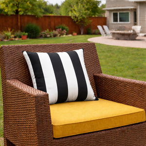 6 Pack Outdoor Pillow Covers (18x18 Inch) - Black/White Striped