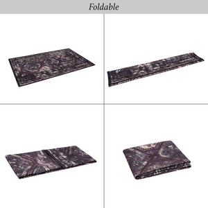 Maval - 5' X 8' Washable Area Rug - Black / Burgundy