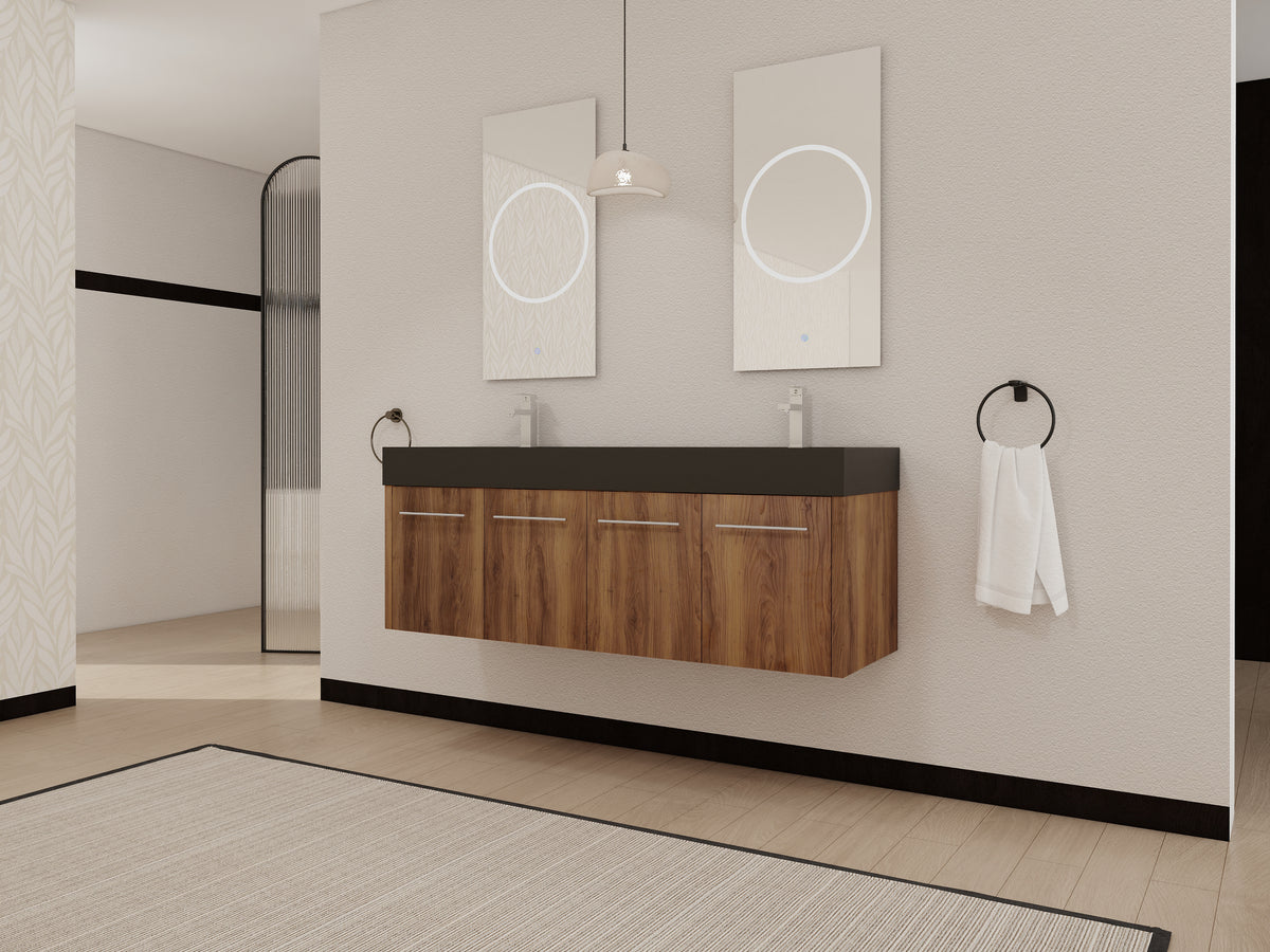 60 Inch Wall-Mounted Bathroom Vanity with Sink