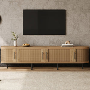 70" TV Stand With Doors, Construction For TVs Up To 80" - Natural Wood