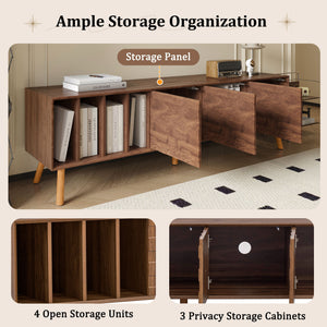 TV Stand, Cabinet For Living Room, Fits TVs Up To 80" - Walnut