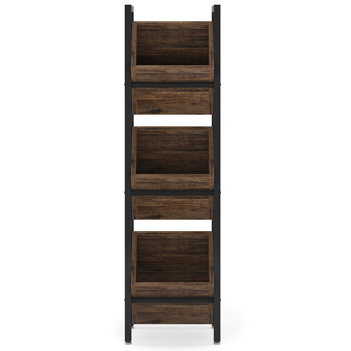 3 Tier Basket Stand With Angled Baskets, Vertical Storage Tower For Kitchen - Black