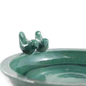 Handmade Ceramic Bird Bath, 11.8 Inch Forest