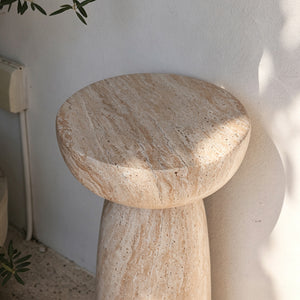 Natural Stone Grain Mushroom Shape Side Table