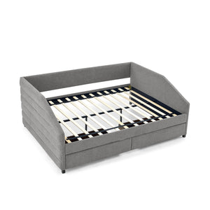 Elegant Daybed With Trundle Upholstered Tufted Sofa Bed