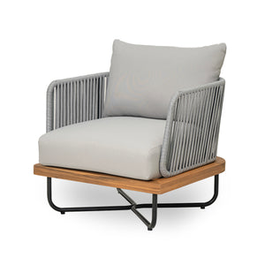 Lucca Outdoor 6-Pieces Acacia Wood and Rope Woven Patio Conversation Set