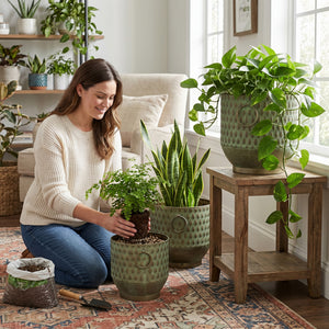 S/3 Textured Planters Set