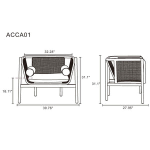 Versailles - Accent Armchair With Rattan Frame - Cream