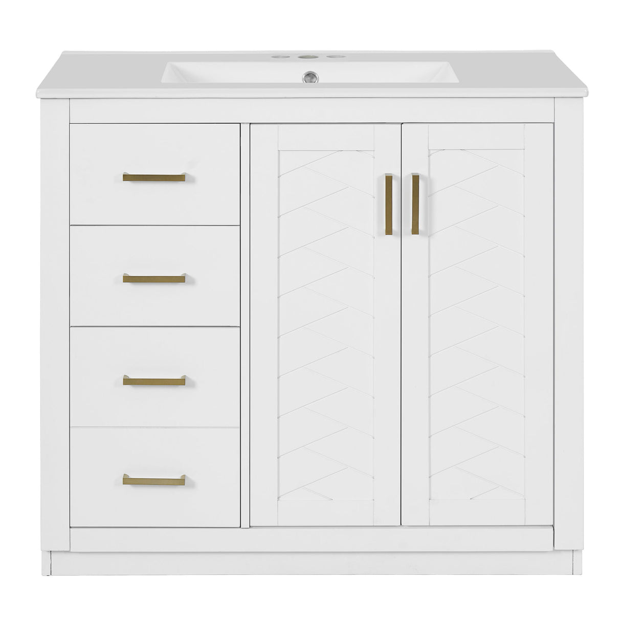 Bathroom Vanity With Sink Combo, Storage Cabinet, Freestanding Set With 3 Drawers & Soft Closing Doors