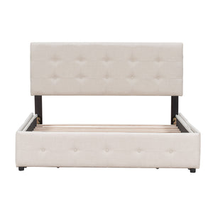 Upholstered Platform Bed With Classic Headboard And Drawers, No Box Spring Needed