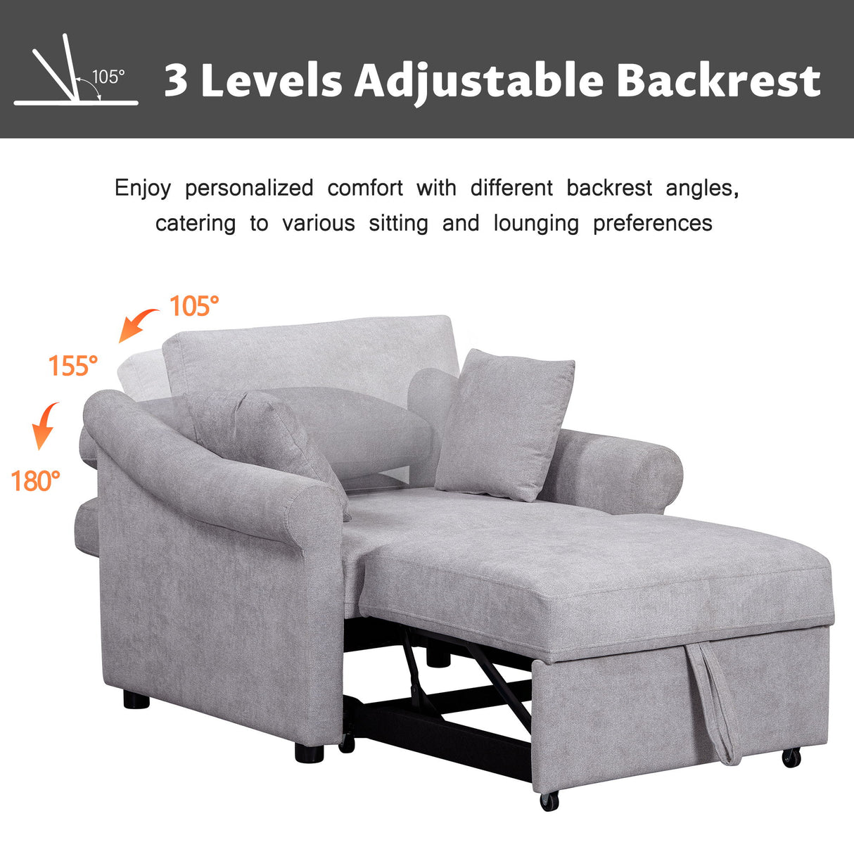 Convertible Sleeper Chair With Adjustable Backrest
