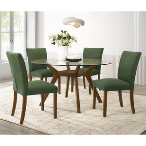 Flynn - Round Glass Top Dining Table - Brown