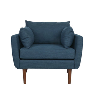 Luminate Upholstered Fabric Club Chair with Tapered Legs and 2 Accent Pillows