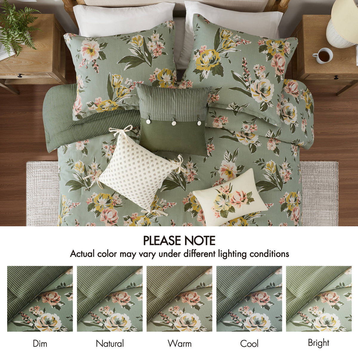 7-Piece Cal King Vin Floral Comforter Set