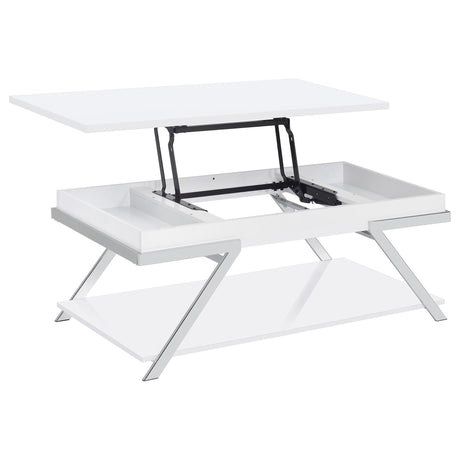 Briana - 2 Piece Coffee And End Table Set With Lift Top Legs - Gloss White