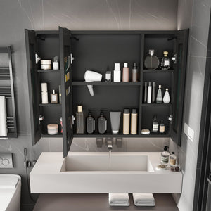Aluminium Medicine Cabinet Mirror With LED Light And Defogging Function - Gray