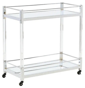 Chaseton - Bar Cart - Clear / Silver Finish - Best Buy Furniture