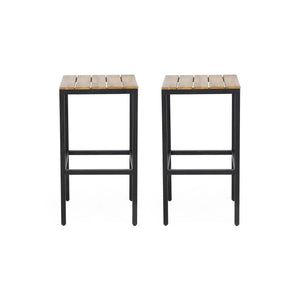 Outdoor Bar Stool With Slat Design And Metal Frame (Set of 2) - Best Buy Furniture
