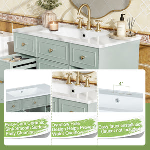 36" Green Bathroom Vanity with Ceramic Sink