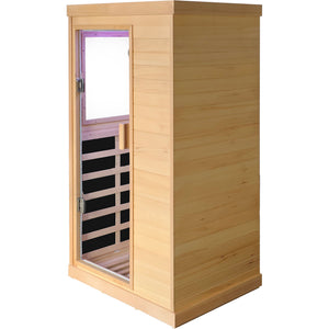 Infrared Sauna Room Single Room With Hemlock Frame, 6 Heating Plates, Built-In Lights And Bluetooth Audio - Natural