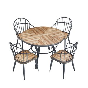 Contemporary Indoor Dining Set With Metal Legs, Birch, And Metal - Black / Natural - Best Buy Furniture