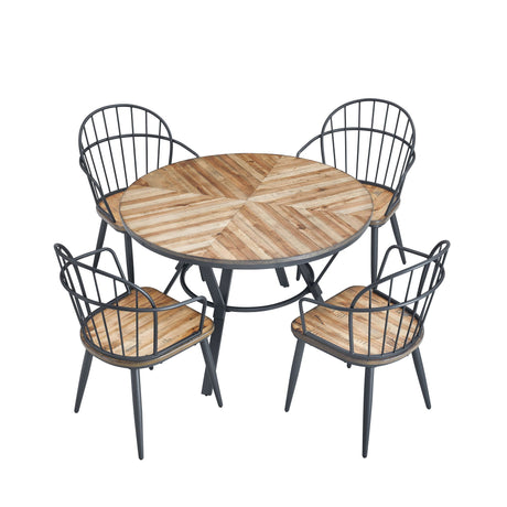 Contemporary Indoor Dining Set With Metal Legs, Birch, And Metal - Black / Natural - Best Buy Furniture