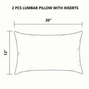 2 Pack Outdoor Lumbar Pillow with Inserts 12x20 Inch