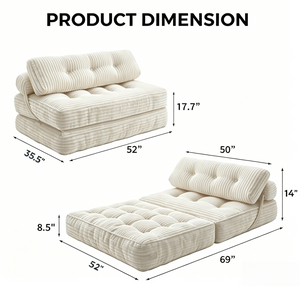 Folding Sofa Bed: Convertible Chair for Living Room or Bedroom