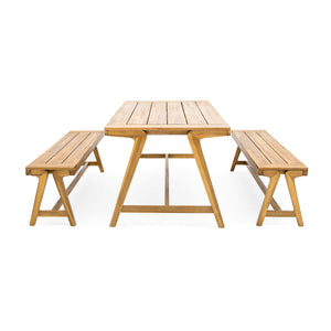 Outdoor 3-Piece Picnic Table Set in Acacia Wood