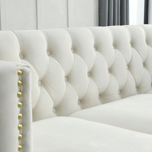 Upholstered Couch Sofa With Button Tufting For Living Room