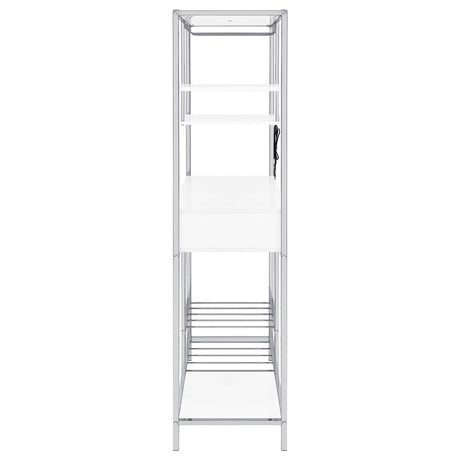 Draper - 5 Shelf LED Wine Cabinet With Pull Out Drawer - Gloss White