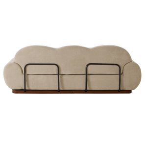88 in. Round Arm Cloud Curved 3 Seater Modern Upholstered Velvet Sofa
