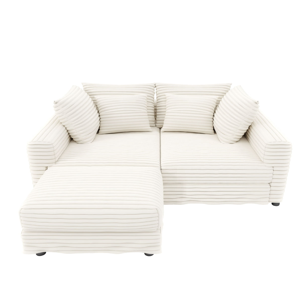 4 Seat Sofa With Soft Pillows And Movable Ottoman