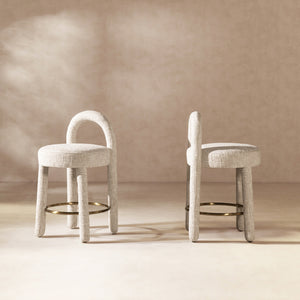 Penny 26.5" Round Arched Upholstered Counter Stool, Set of 2