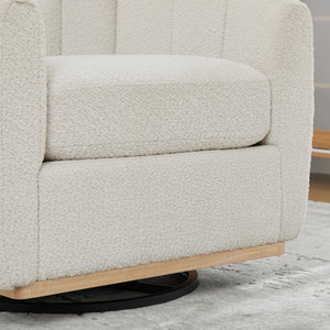 360 Degrees Swivel Upholstered Barrel Armchair For Living Room - Ivory