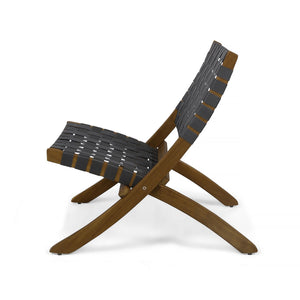 Solidago - Outdoor And Strapping Belt Folding Chairs, (Set of 2) - Black / Brown