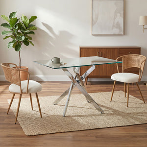 Dining Chairs With Wing Back Design For Kitchen (Set of 2) - Beige / Brown