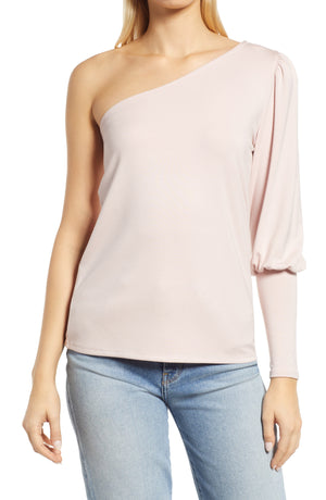 Halogen One Shoulder Knit Top - Rose