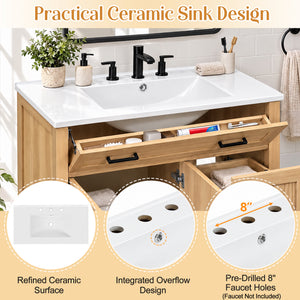 36-Inch Bathroom Vanity with Ceramic Sink, Soft-Close Doors and Drawers