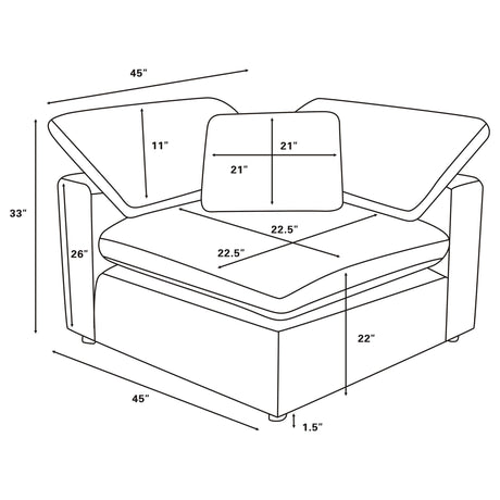 Segoura - 5 Piece Upholstered Modular Sectional With Reclined Back Pillows - Gray