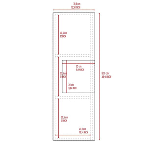 Medicine Single Door Cabinet, Three Shelves - Light Oak / White