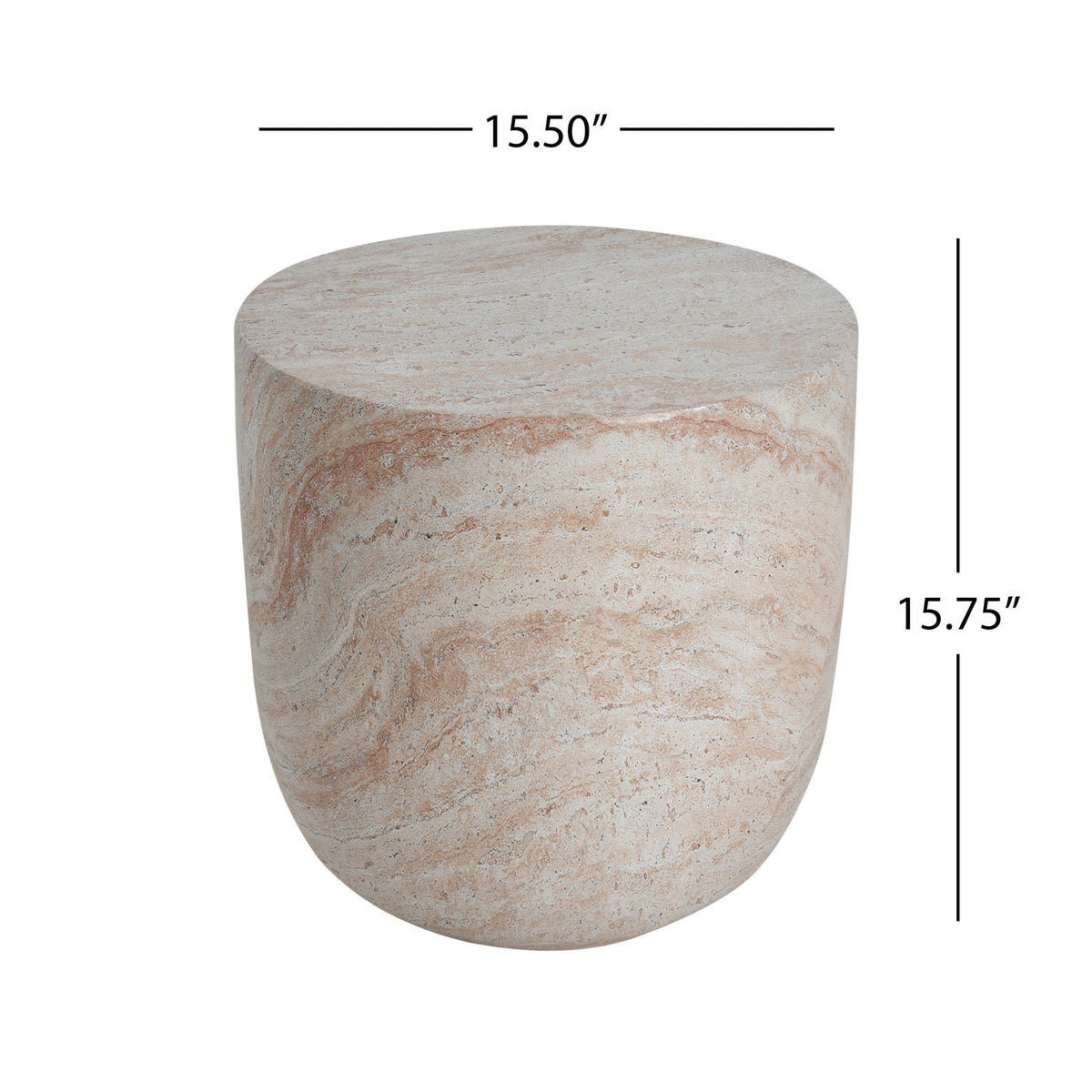 Outdoor / Indoor, Lightweight Concrete Side Table With Travertine - Beige - Best Buy Furniture