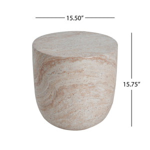 Outdoor / Indoor, Lightweight Concrete Side Table With Travertine - Beige - Best Buy Furniture