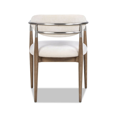 Artemis - Mixed Material Upholstered Dining Arm Chair - Warm White