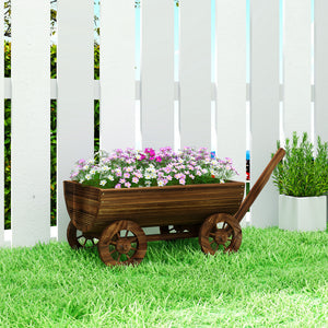 Outsunny Wooden Wagon Planter Box