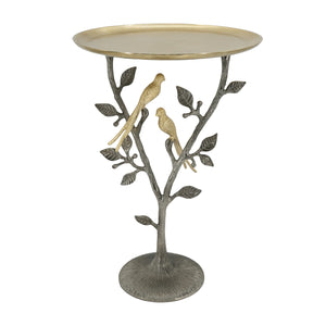 16x16x24" Metal Dual Bird Side Table with Round Tray