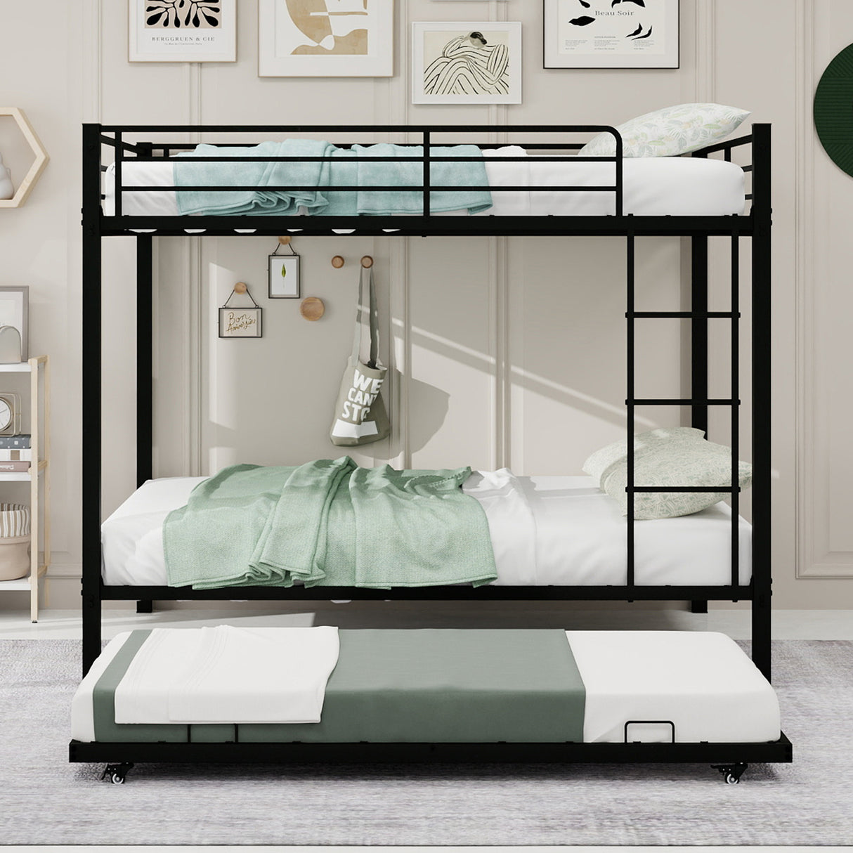 Durable Square Tube Iron Full-Size Bunk Bed