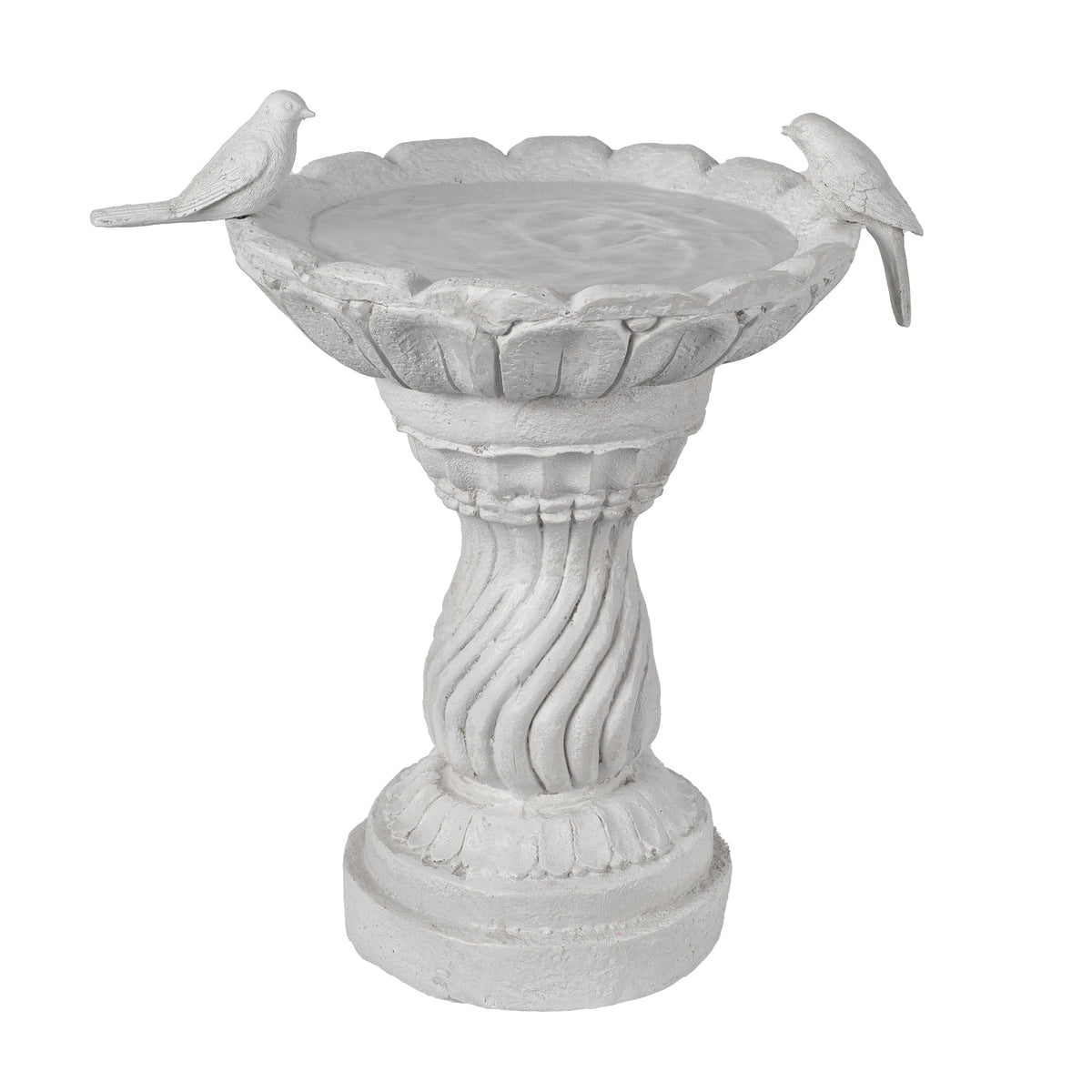Garden Bird Bath Statue with Decorative Basin - Resin - 16.54" High